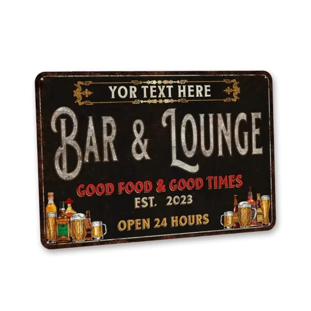 Home Bar Lounge - CIFbuy Personalisierte Metall-Wandtafel mit individuellem Text,