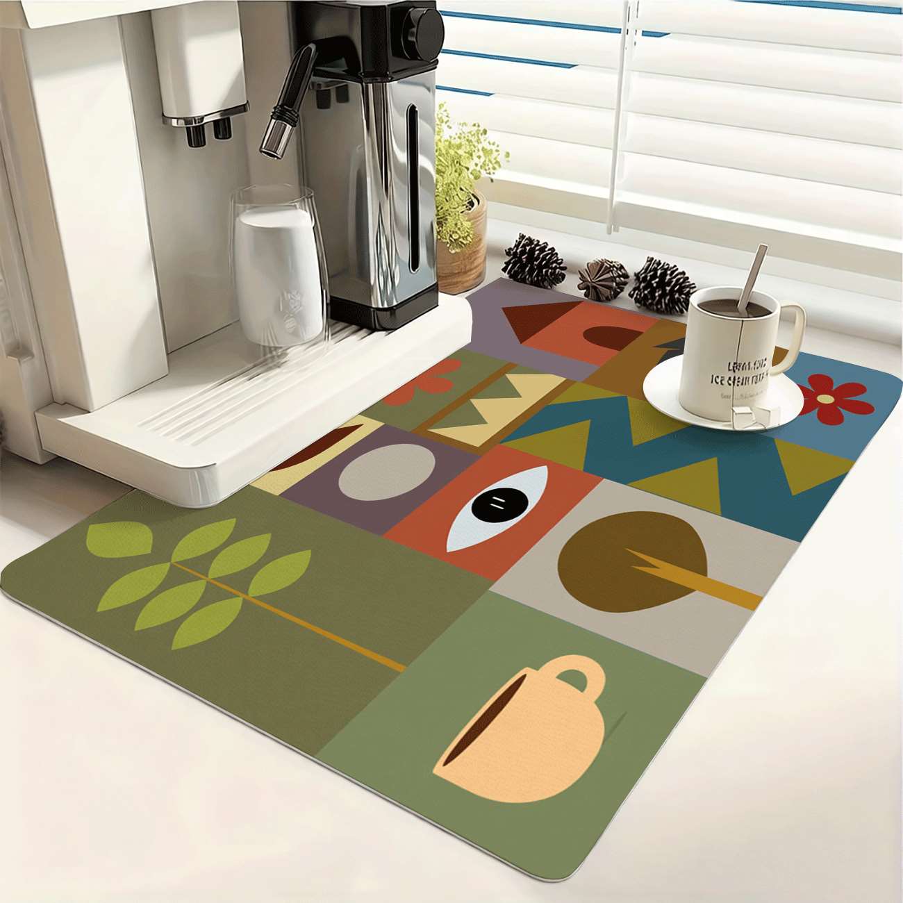Geometrisch bedruckte, saugfäh – Bar Mat Rubber Bewertung und Preis